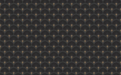 Black Fan Pattern Wallpaper, Abstract Wallpaper with Vintage Pattern, Boho Style Wallpaper, Design Wallpaper, Modern Pattern Wallpaper