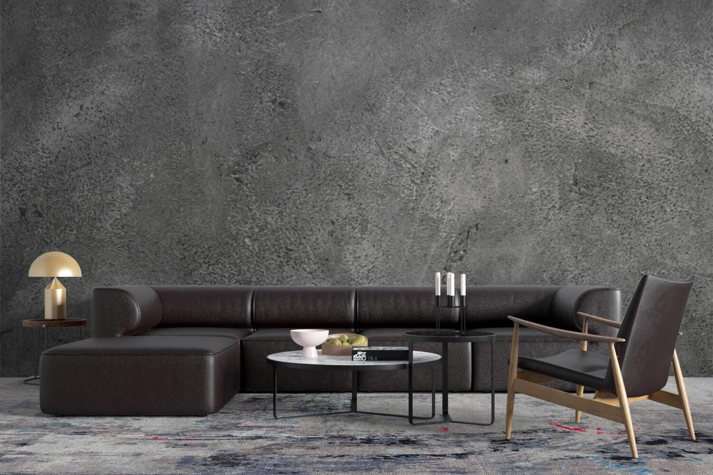 Dark Gray Concrete Wall Look Wallpaper, Painting Effect Wallpaper, Dark Wallpaper, Modern Mural, Gray Peel and Stick Wallpaper, Wall Design