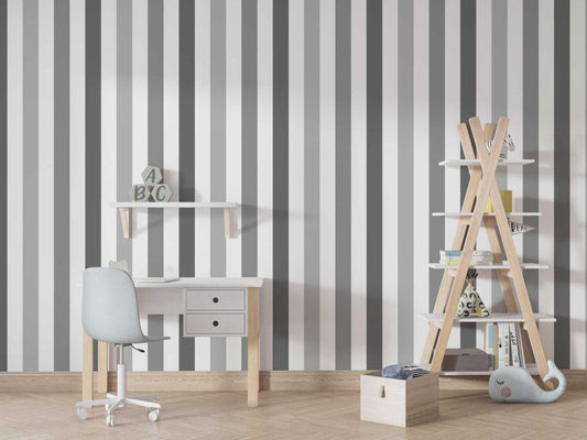 Gray Striped Wallpaper , Gray Kidsroom Wallpaper, Wallpaper Nursery, Wallpaper For Offices, Peel and Stick Wallpaper, Gray Baby Wallpaper