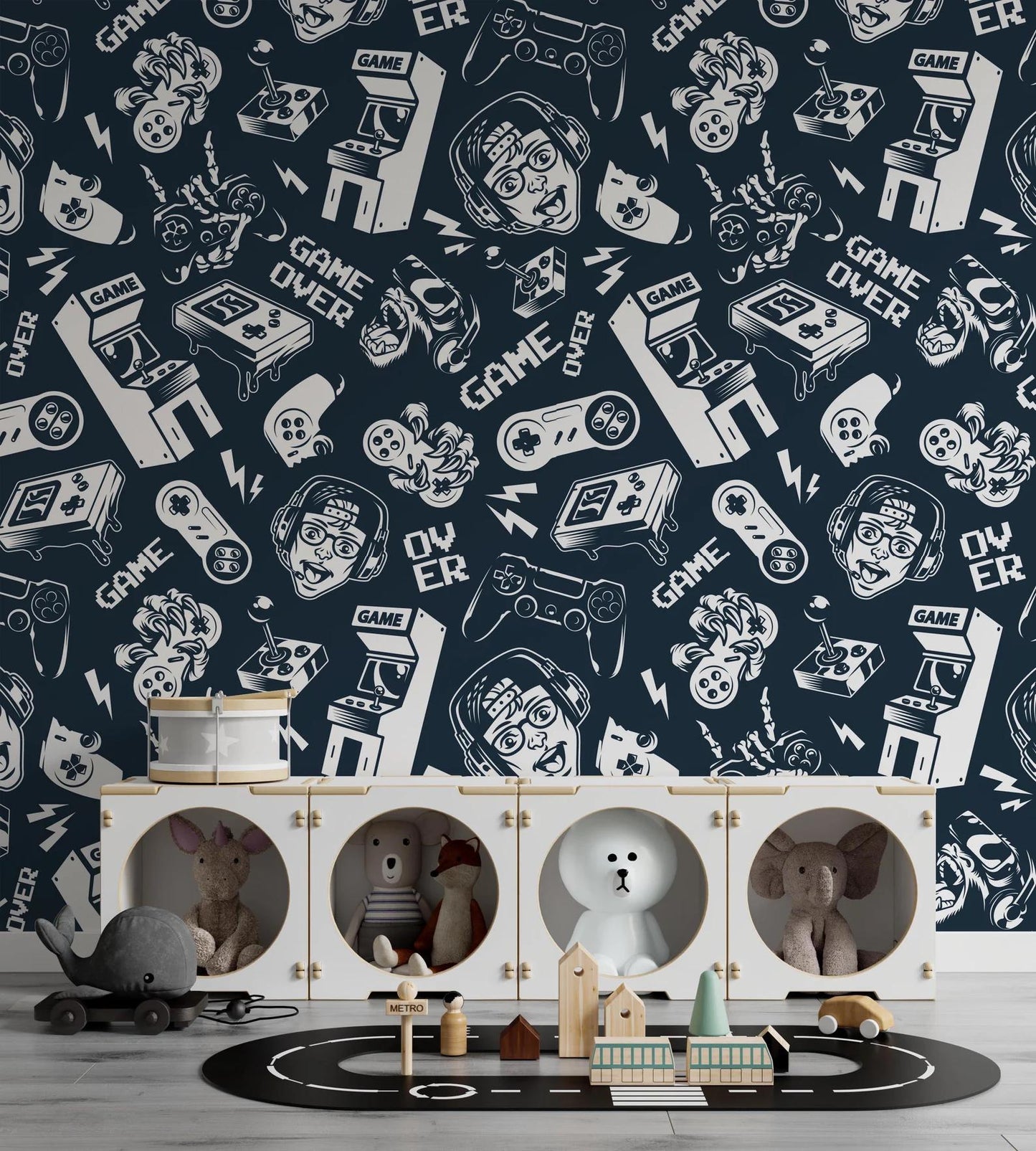 Game Player Wallpaper, Funny Young Wallpaper, Illustration Wallpaper, Abstract Wallpaper, Video Game Themed Wall Poster, Game Room Wallpaper