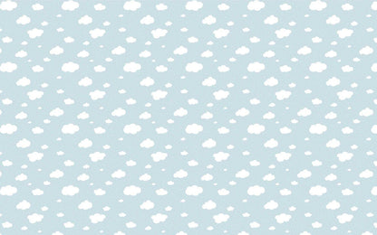Tiny Clouds Wallpaper For Kidsroom, Watercolor Wallpaper Nursery, Blue Child Wallpaper, Illustration Sky Wallpaper, Baby Boy Wallpaper