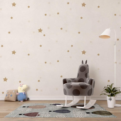 Beige Baby Wallpaper, Star Pattern Wallpaper For Kidsroom, Wallpaper Nursery, Child Wallpaper, Sky Baby Wallpaper, Bright Kids Wallpaper