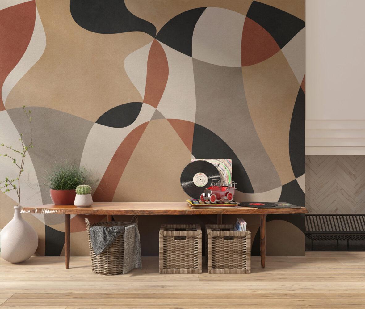 Abstract Patterned Wallpaper in Soft Colors, Boho Style Pattern Wallpaper, Peel and Stick Wallpaper, Watercolor Colorful Wallpaper
