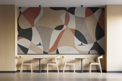 Abstract Patterned Wallpaper in Soft Colors, Boho Style Pattern Wallpaper, Peel and Stick Wallpaper, Watercolor Colorful Wallpaper