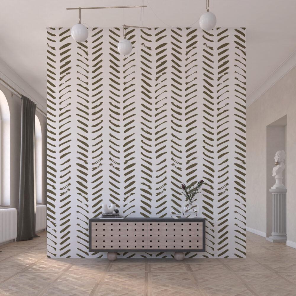 Short Dashed Lines Pattern Wallpaper In Brown Khaki Tones, Peel and Stick Wallpaper, Modern Wallpaper, Abstract Pattern Wallpaper