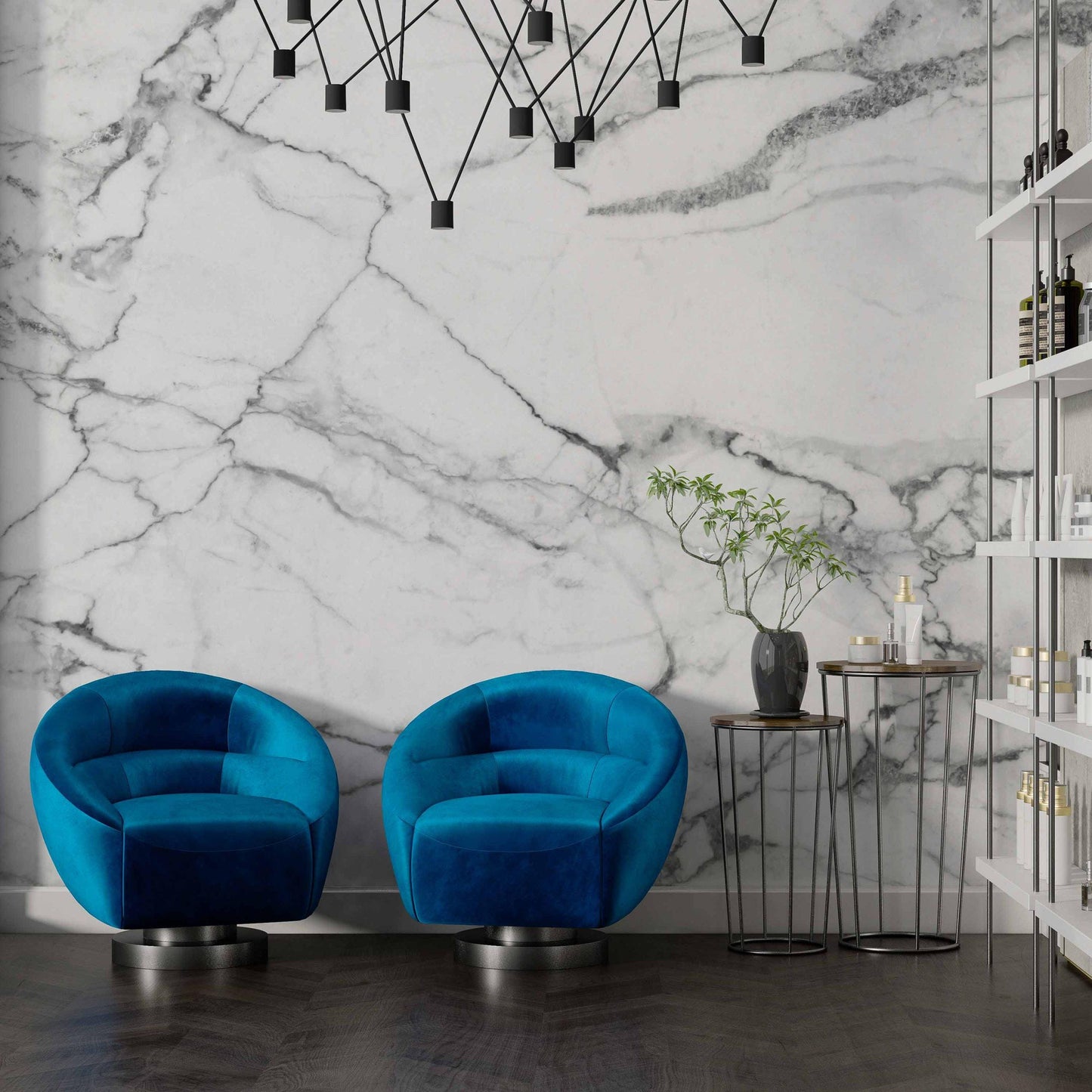 White Gray Carrara Marble Patterned Wallpaper, Design Abstract Peel and Stick Wallpaper, Modern Natural Looking Marble Wallpaper