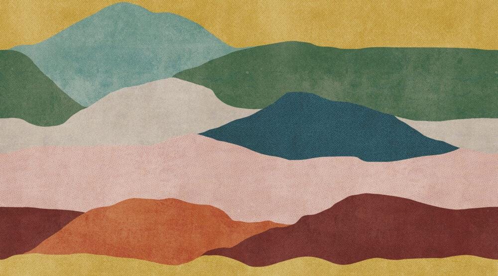 Colorful Wavy Abstract Patterned Wallpaper, Boho Style Pattern Wallpaper, Peel and Stick Wallpaper, Watercolor Colorful Wallpaper