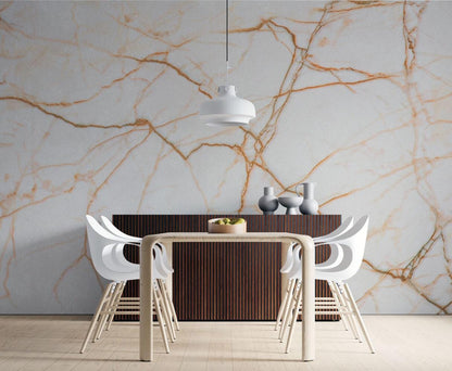 Marble Pattern Wallpaper in Ecru and Gold Colors, Design Abstract Peel and Stick Wallpaper, Modern Natural Looking Marble Wallpaper