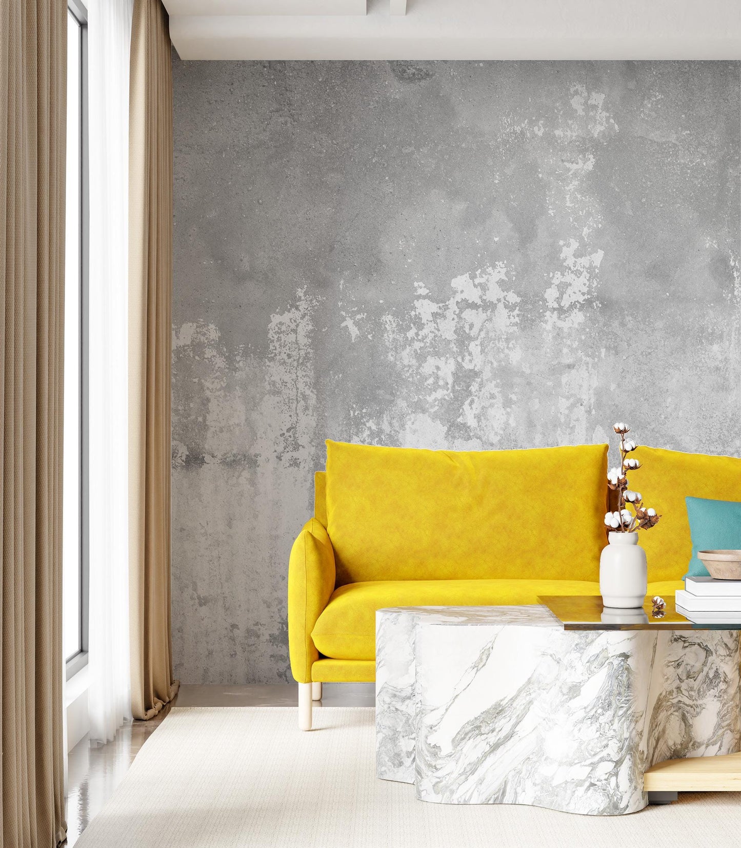 Antique Wallpaper in Exposed Concrete Appearance, Painting Effect Wallpaper, Dark Wallpaper, Modern Mural, Gray Concrete Wallpaper