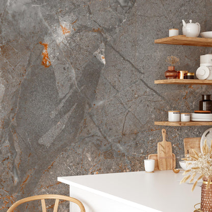 Copper Cracked Stone Marble Textured Wallpaper, Design Marble Effect Wallpaper, Modern Wallpaper, Natural Looking Stone Wallpaper