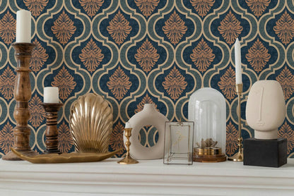 Large Geometric Motifs Wallpaper, Retro Pattern Wallpaper, Colourful Abstract Patterned Wallpaper, Boho Style Wallpaper, Bohemian Wallpaper
