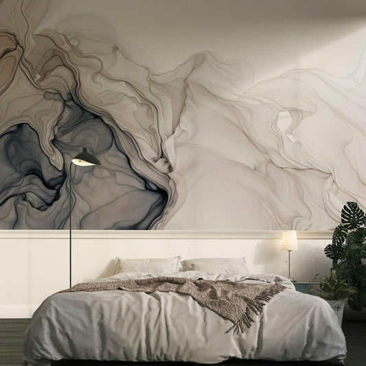 Dark Ink Effect Marble Pattern Wallpaper, Peel and Stick Wallpaper, Stylish Room Design, Modern Wallpaper, Abstract Wall Poster