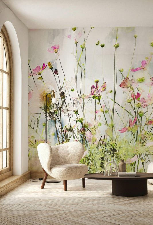 Colorful Nature Flowers Wallpaper, Elegant Flowers Garden Wallpaper, Floral Wallpaper, Illustration Wallpaper, Watercolor Floral Wallpaper