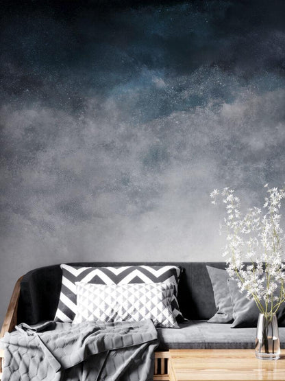 Concrete Appearance Wallpaper in Dark Blue Tones, Painting Effect Wallpaper, Dark Wallpaper, Modern Mural, Navy Blue Concrete Wallpaper