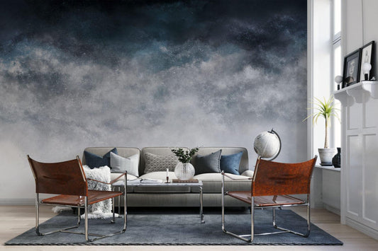 Concrete Appearance Wallpaper in Dark Blue Tones, Painting Effect Wallpaper, Dark Wallpaper, Modern Mural, Navy Blue Concrete Wallpaper
