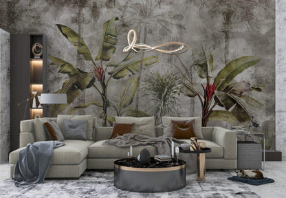 Tropical Plant Wallpaper, Rainforests and Natives Themed Wallpaper, Bird Sanctuary Wallpaper, Exotic Plant Floral Wallpaper