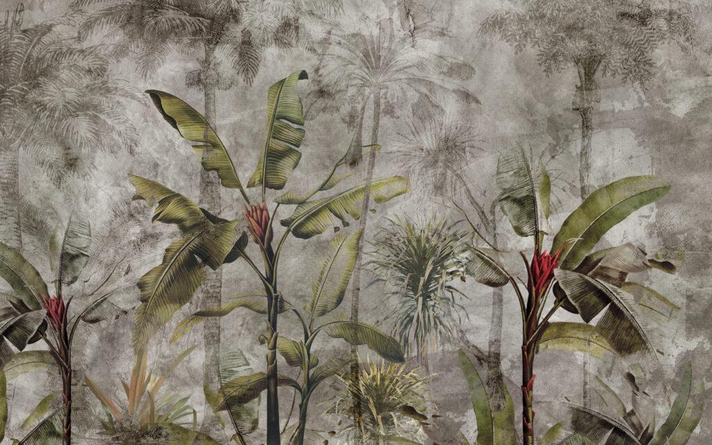 Tropical Plant Wallpaper, Rainforests and Natives Themed Wallpaper, Bird Sanctuary Wallpaper, Exotic Plant Floral Wallpaper