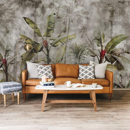 Tropical Plant Wallpaper, Rainforests and Natives Themed Wallpaper, Bird Sanctuary Wallpaper, Exotic Plant Floral Wallpaper