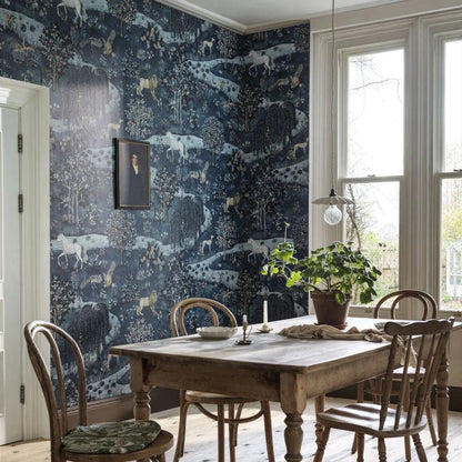 William Morris Navy Blue Wallpaper – Vintage Nature Wall Mural