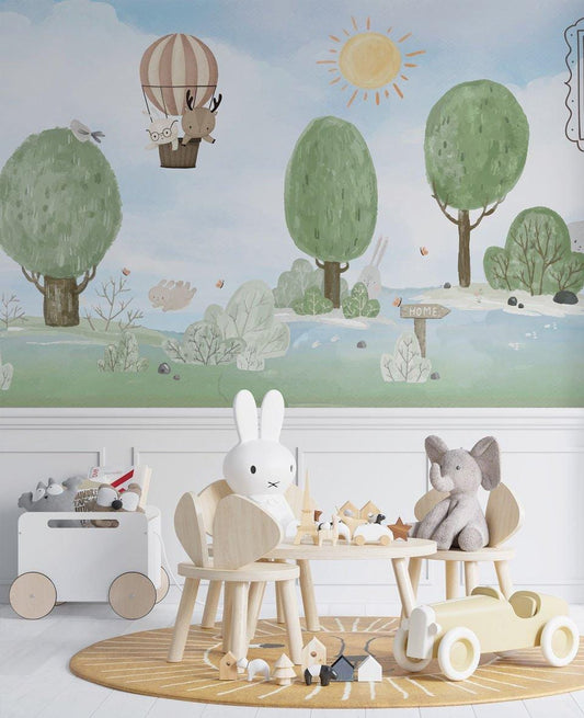 Forest of Player Friends Wallpaper Nursery, Nature Kids Wallpaper, Forest Child Wallpaper, Drawwing Art Wallpaper, Sunny Day Baby Wallpaper