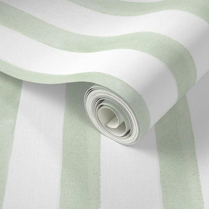 Child Room Green Striped Wallpaper, Watercolor Kid Mural, Watercolor brush Wallpaper Nursery, School  Wallpaper, Green Baby Room Wallpaper