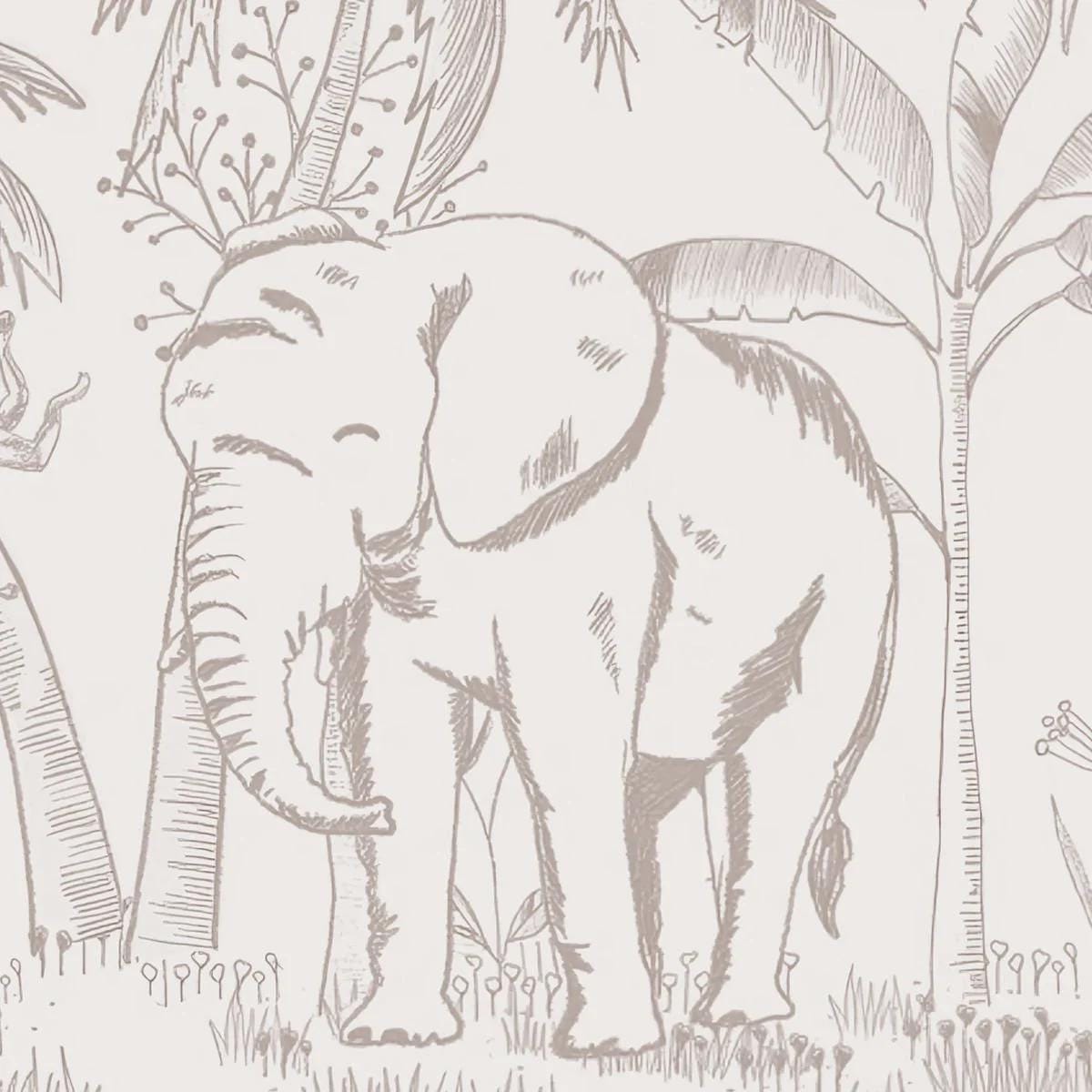 Linear Forest Wallpaper, Giraffes and Elephants Wallpaper Nursery, Nature Kids Wallpaper, Forest Child Wallpaper, Drawwing Art Wallpaper
