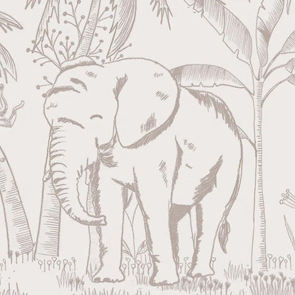 Linear Forest Wallpaper, Giraffes and Elephants Wallpaper Nursery, Nature Kids Wallpaper, Forest Child Wallpaper, Drawwing Art Wallpaper