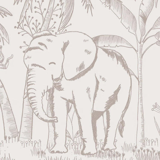 Linear Forest Wallpaper, Giraffes and Elephants Wallpaper Nursery, Nature Kids Wallpaper, Forest Child Wallpaper, Drawwing Art Wallpaper