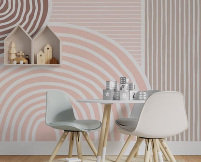 Striped Rainbow Kids Wallpaper in Soft Colors, Watercolor Wallpaper for Kidsroom, Colourful Wallpaper Nursery, Illustration Baby Wallpaper