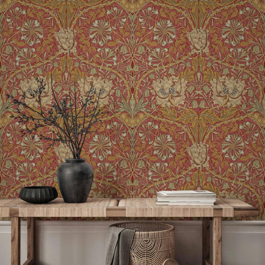 William Morris Papyrus Wallpaper, Vintage Nature Wallpaper, Romantic Wall Mural, Peel and Stick Wallpaper, Drawing Art Wallpaper