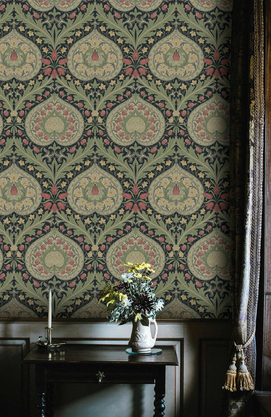 William Morris Eden Heart Wallpaper, Vintage Nature Wallpaper, Romantic Wall Mural, Peel and Stick Wallpaper, Drawing Art Wallpaper