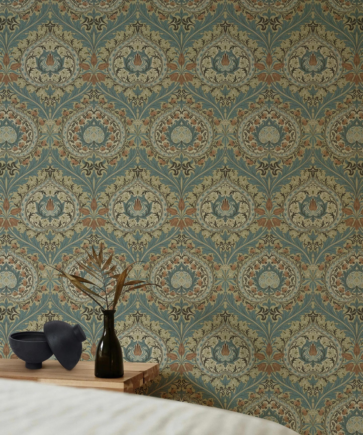 William Morris Turquoise Eden Heart Wallpaper, Vintage Nature Wallpaper, Romantic Wall Mural, Peel and Stick Wallpaper, Art Wallpaper