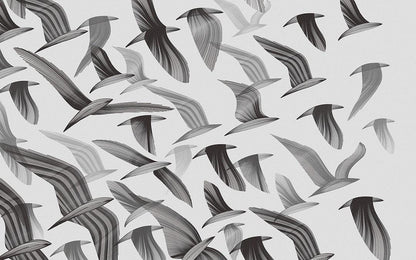Black Birds Wallpaper, Illustration Birds Pattern Wallpaper, Bathroom Wallpaper, Drawing Wall Mural, Bedroom Wallpaper, Nature Wallpaper