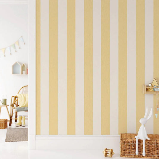 Yellow Thick Lines Kidsroom Wallpaper, Watercolor Kid Mural, Wallpaper Nursery, School  Wallpaper, Yellow Baby Room Wallpaper
