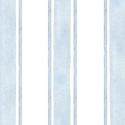 Blue Watercolor Lines Kids Wallpaper - Nursery Striped Mural