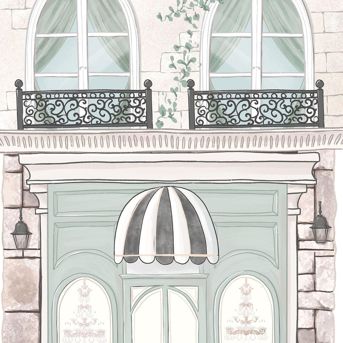 Paris Homes Wallpaper, France Town Wallpaper For Kidsroom, Watercolor Wallpaper Nursery, Illustration Child Wallpaper, Baby Girl Wallpaper