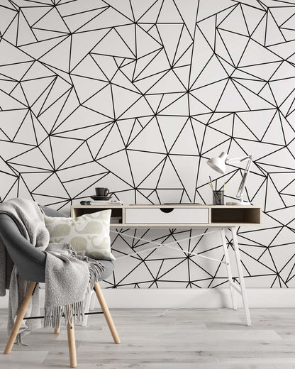 Black and White Mixed Lines Wallpaper, Peel and Stick Wallpaper, Stylish Room Design, Modern Wallpaper, Bathroom Laundry Abstract Wallpaper