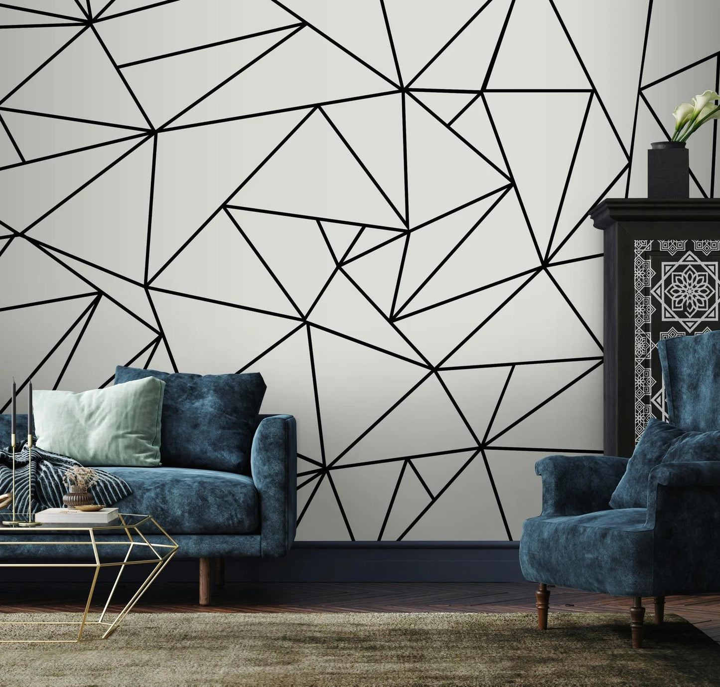 Black and White Mixed Lines Wallpaper, Peel and Stick Wallpaper, Stylish Room Design, Modern Wallpaper, Bathroom Laundry Abstract Wallpaper