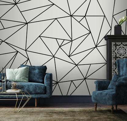 Black and White Mixed Lines Wallpaper, Peel and Stick Wallpaper, Stylish Room Design, Modern Wallpaper, Bathroom Laundry Abstract Wallpaper