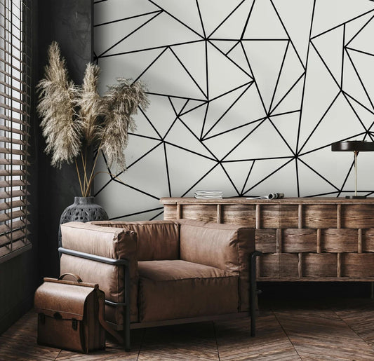 Black and White Mixed Lines Wallpaper, Peel and Stick Wallpaper, Stylish Room Design, Modern Wallpaper, Bathroom Laundry Abstract Wallpaper