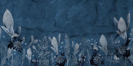 Blue Floral Wallpaper, Tual Wallpaper, Nature Mural, Painting Wallpaper, Peel and Stick Wallpaper,  Blue Wallpaper, Bathroom Wallpaper