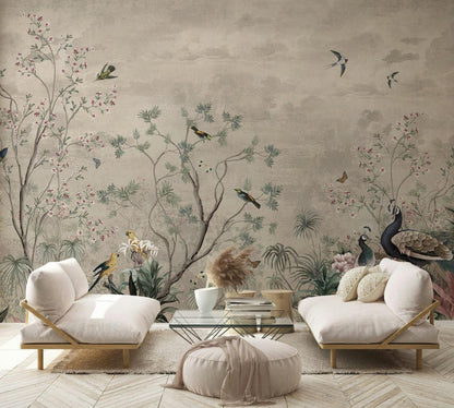 Birds & Nature Chinoiserie Floral Wallpaper