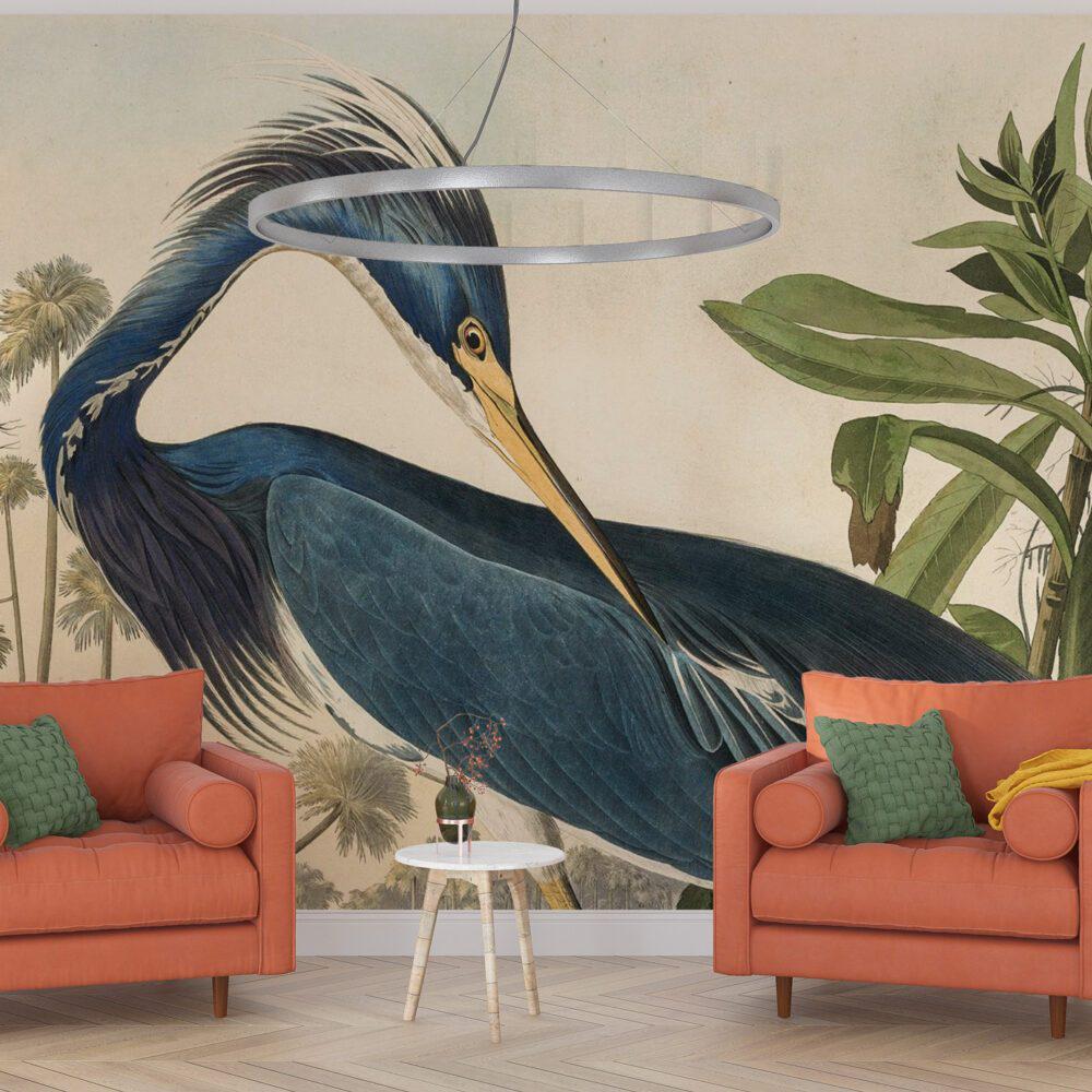 Louisiana Bird 3D Wallpaper, Special Design Wallpaper, Romantic Wall Mural, Peel and Stick Wallpaper, Drawing Wallpaper, Bohemian Wallpaper