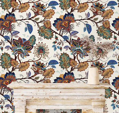 Vintage Paisley Wallpaper, Traditional Pattern Luxury Wallpaper, Oriental  Flowers Wallpaper, Floral Wallpaper, Romantic Drawing Mural