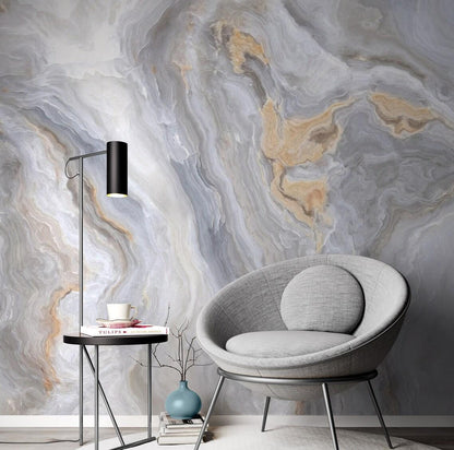 Natural Wave Marble Pattern Gray Wallpaper, Abstract Peel and Stick Wallpaper, Stylish Room Design, Modern Wallpaper, Cool Mural