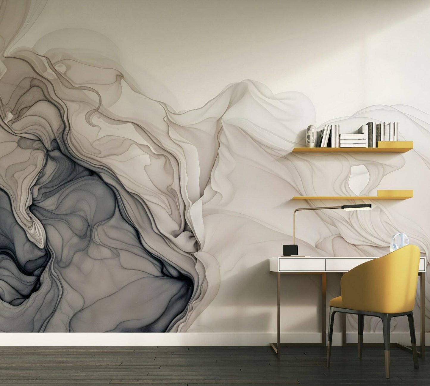 Dark Ink Effect Marble Pattern Wallpaper, Peel and Stick Wallpaper, Stylish Room Design, Modern Wallpaper, Abstract Wall Poster