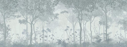 Gray Vintage Forest with Faded Effect Wallpaper, Trees Wallpaper, Bohemian Mural, Peel & Stick Mystic Wall Poster, Design Wallpaper