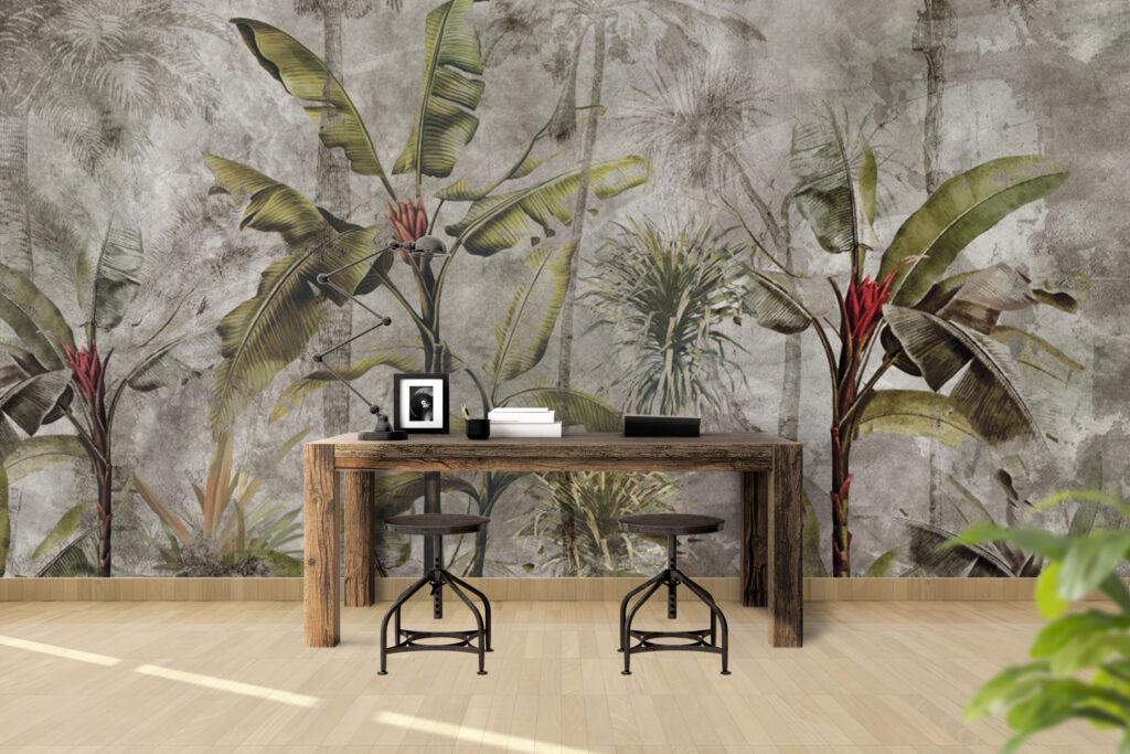 Tropical Plant Wallpaper, Rainforests and Natives Themed Wallpaper, Bird Sanctuary Wallpaper, Exotic Plant Floral Wallpaper