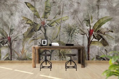 Tropical Plant Wallpaper, Rainforests and Natives Themed Wallpaper, Bird Sanctuary Wallpaper, Exotic Plant Floral Wallpaper