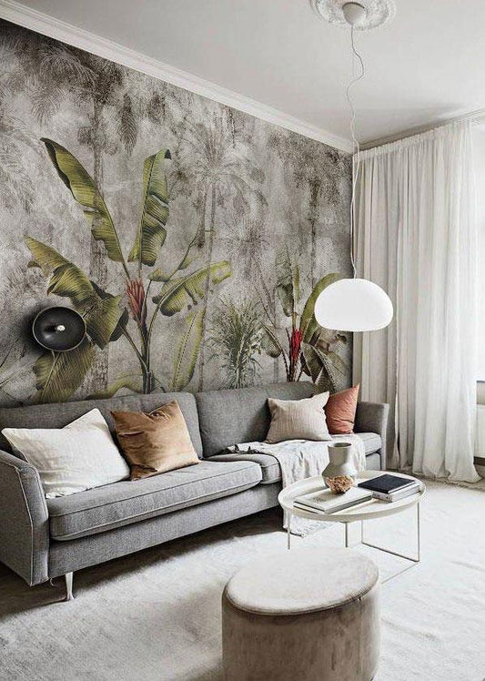 Tropical Plant Wallpaper, Rainforests and Natives Themed Wallpaper, Bird Sanctuary Wallpaper, Exotic Plant Floral Wallpaper